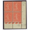 YT 199 - Neuf xx - Bloc de 4 - Coin date 8/8/27