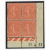 YT 199 - Neuf xx - Bloc de 4 - Coin date 11/4/28