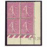 YT 202 - Neuf xx - Bloc de 4 - Coin date 10/11/26