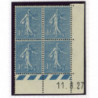 YT 205 - Neuf xx - Bloc de 4 - Coin date 11/8/27