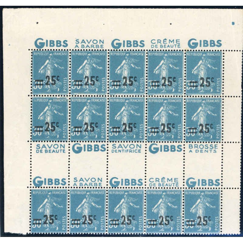 YT 217 - Neuf xx - Bloc de 15 avec Publicite