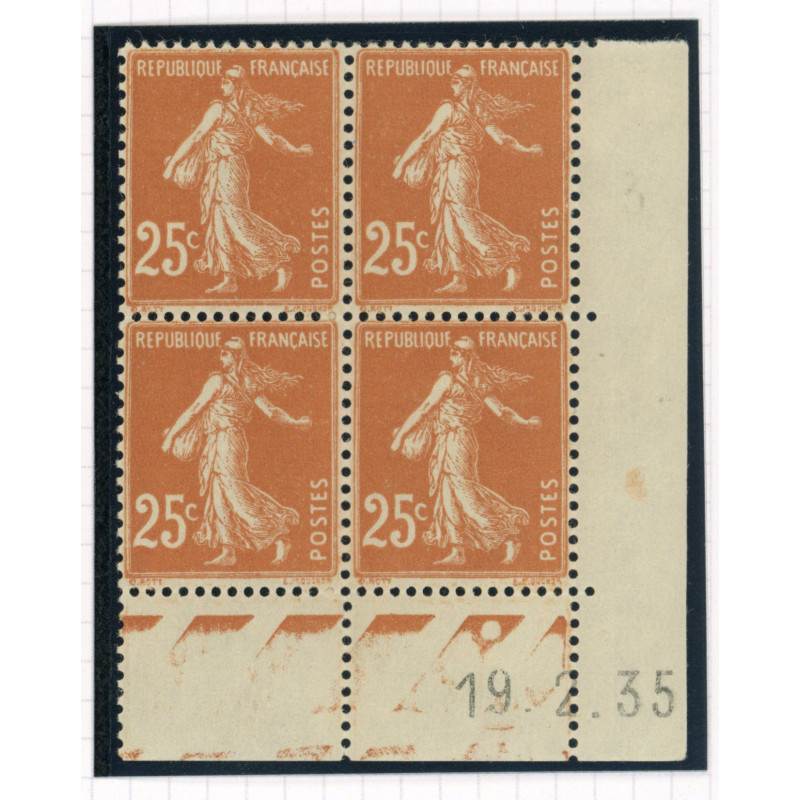 YT 235 - Neuf xx - Bloc de 4 - Coin date 19/2/35