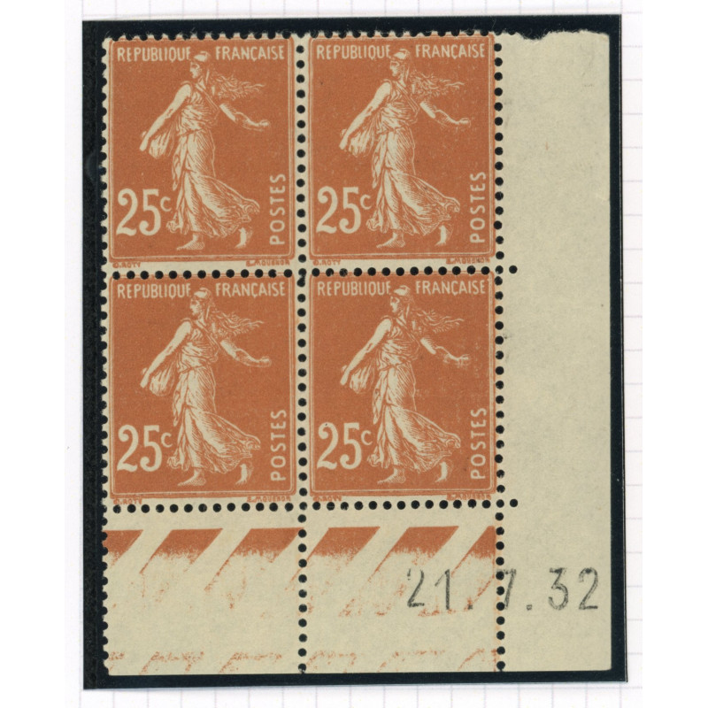YT 235 - Neuf xx - Bloc de 4 - Coin date 21/7/32