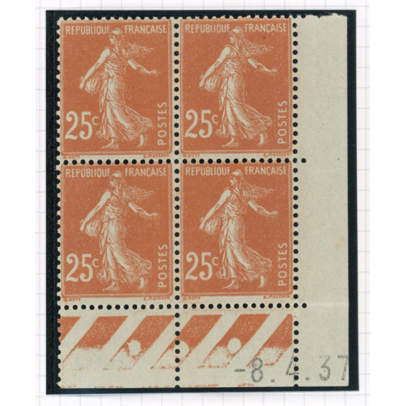 YT 235 - Neuf xx - Bloc de 4 - Coin date 8/4/37