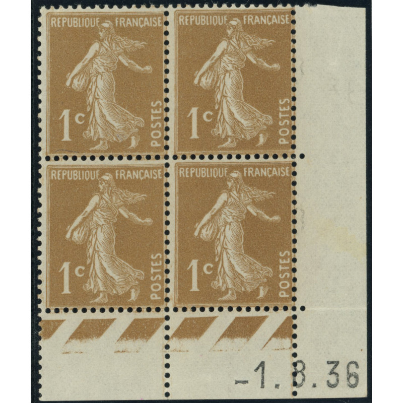 YT 277 - Neuf xx - Bloc de 4 - Coin date 1/8/36