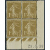 YT 277 - Neuf xx - Bloc de 4 - Coin date 29/4/36