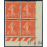 YT 278A - Neuf xx - Bloc de 4 - Coin date 12/4/34