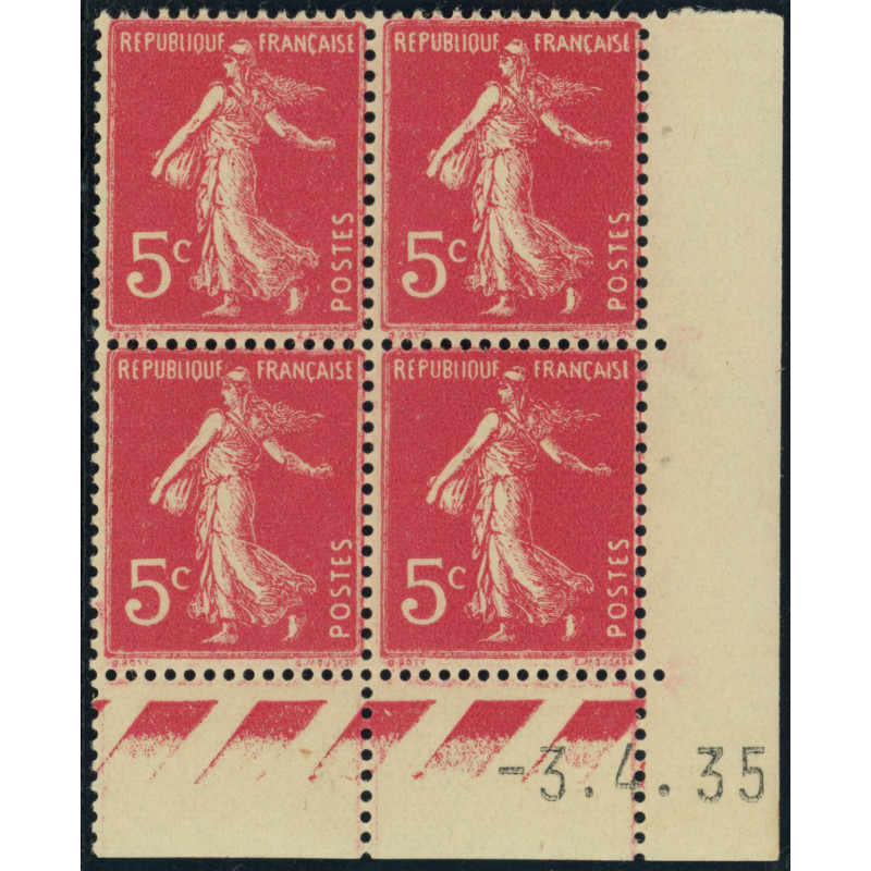 YT 278B - Neuf xx - Bloc de 4 - Coin date 3/4/35
