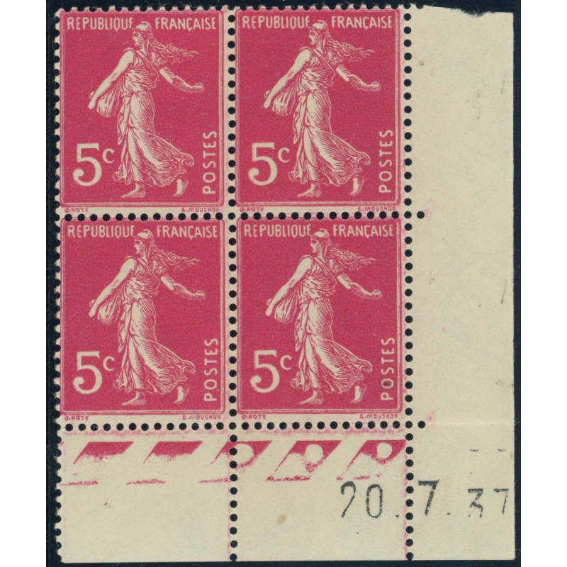 YT 278B - Neuf xx - Bloc de 4- Coin date 20/7/37