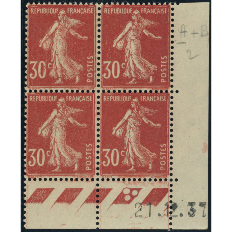 YT 360 - Neuf xx - Bloc de 4 - Coin date 21/12/37