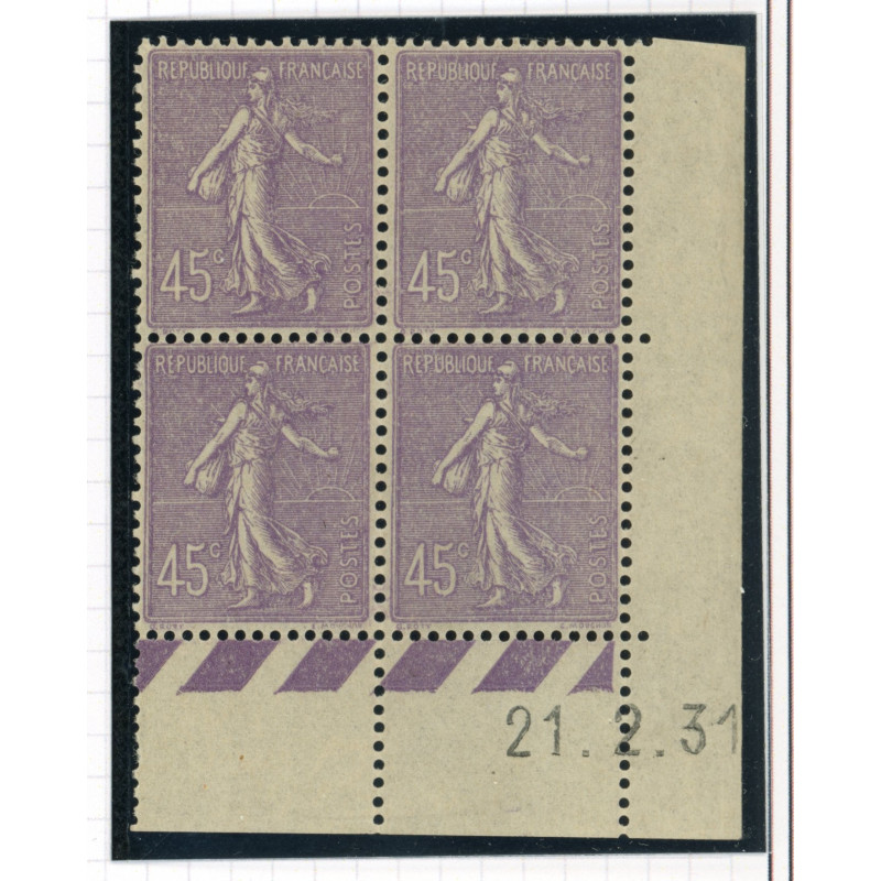YT 197 - Neuf xx - Bloc de 4 - Coin date 21/2/31