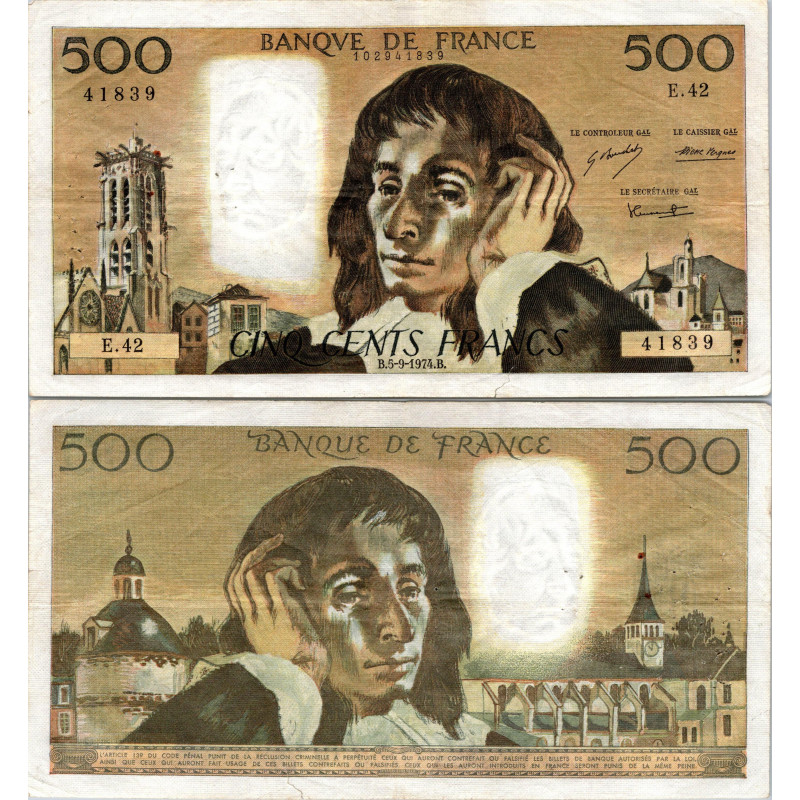 Fay.01.11 - 05/09/74 - Alph E.42 - 500 Francs Pascal