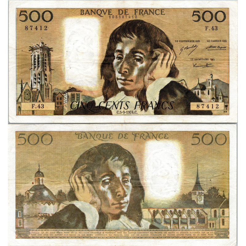 Fay.01.11 - 05/09/74 - Alph F.43 - 500 Francs Pascal