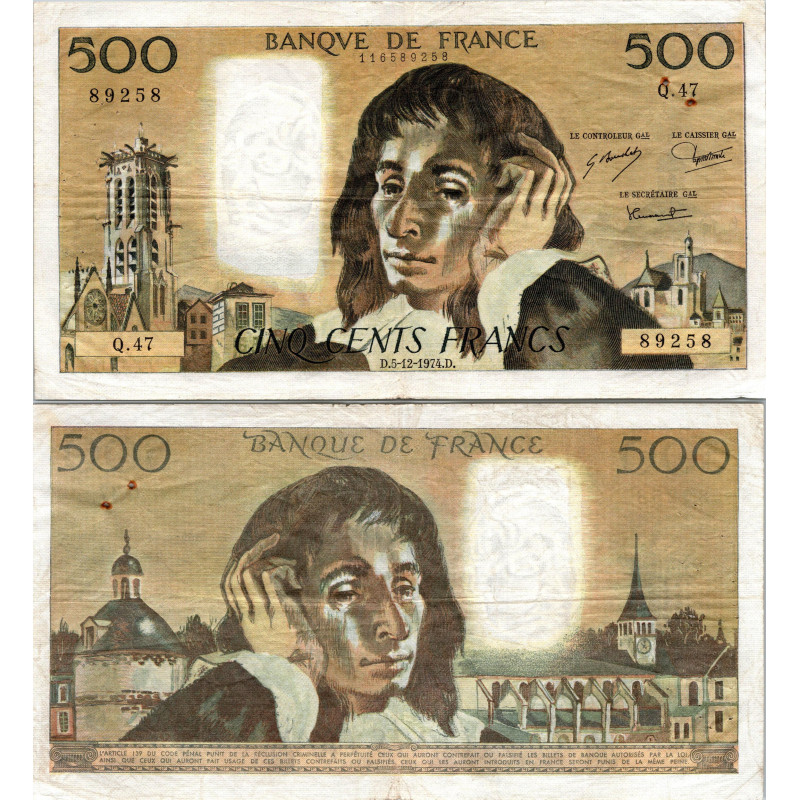 Fay.01.12 - 05/12/74 - Alph R.46 - 500 Francs Pascal