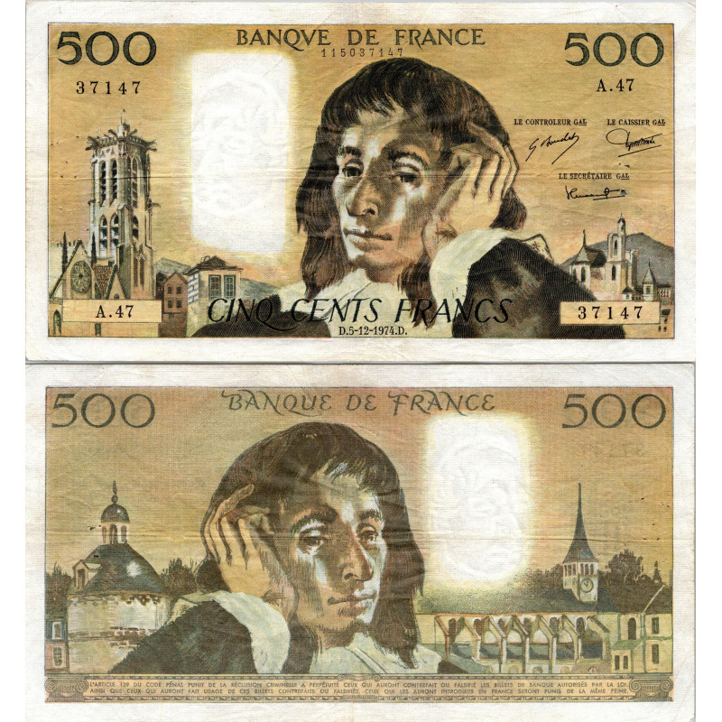 Fay.01.12 - 05/12/74 - Alph Q.47 - 500 Francs Pascal