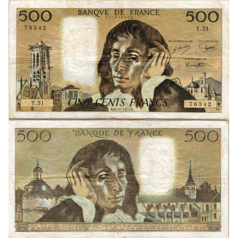 Fay.01.13 - 06/11/75 - Alph Y.51 - 500 Francs Pascal