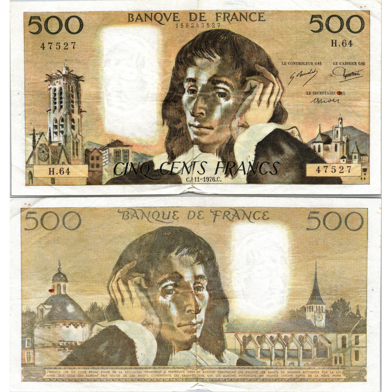 Fay.01.15a - 04/11/76 - Alph L.66 - 500 Francs Pascal