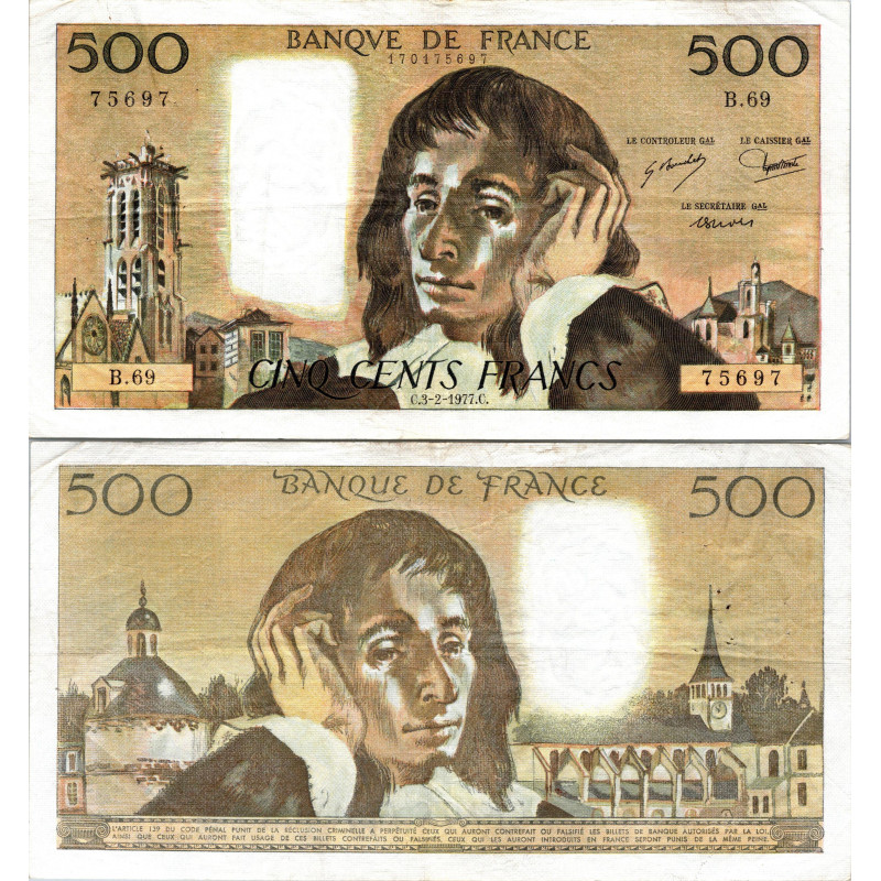 Fay.01.16 - 03/02/77 - Alph W.72 - 500 Francs Pascal