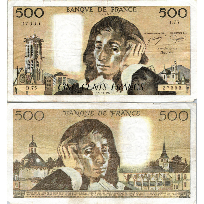 Fay.01.17 - 03/11/77 - Alph H.81 - 500 Francs Pascal