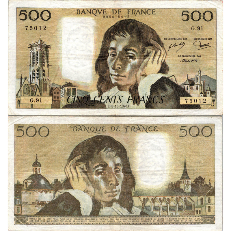Fay.01.18 - 05/10/78 - Alph G.91 - 500 Francs Pascal