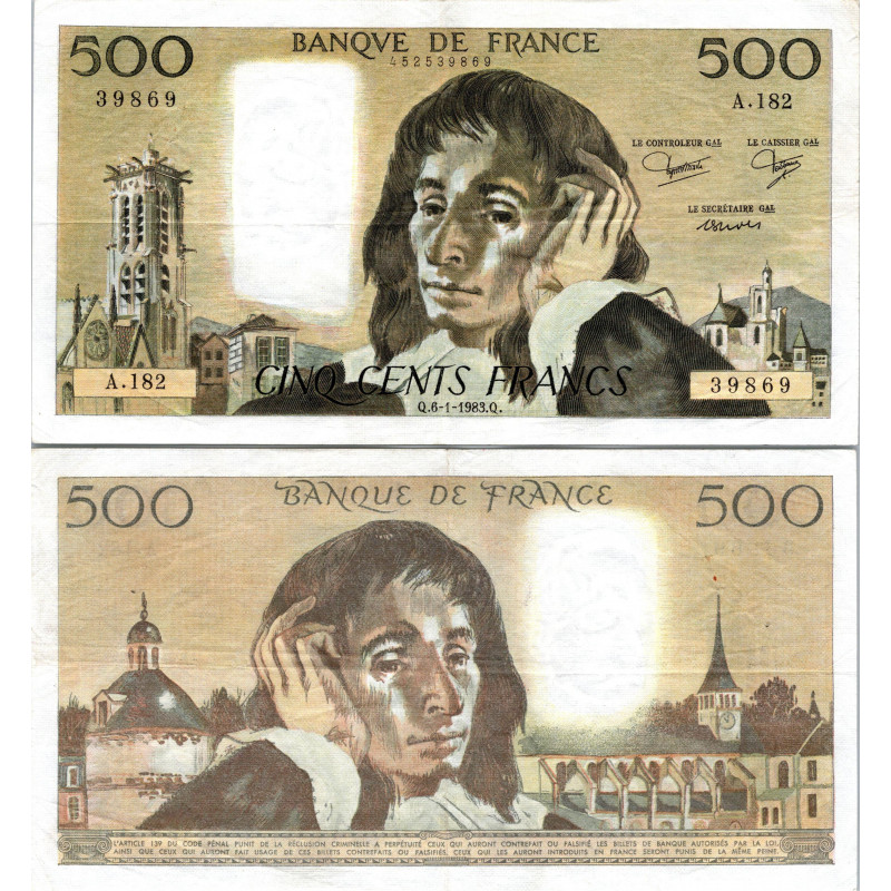 Fay.01.28 - 06/01/83 - Alph L.182 - 500 Francs Pascal