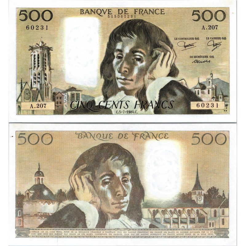 Fay.01.31 - 05/07/84 - Alph A.207 - 500 Francs Pascal