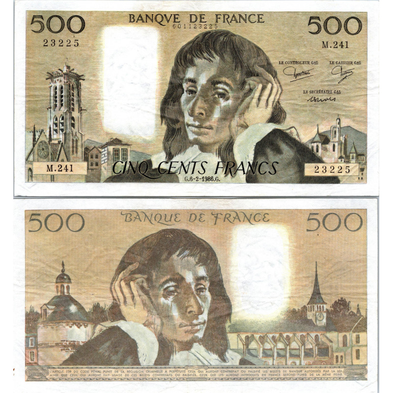 Fay.01.34 - 06/02/86 - Alph M.241 - 500 Francs Pascal