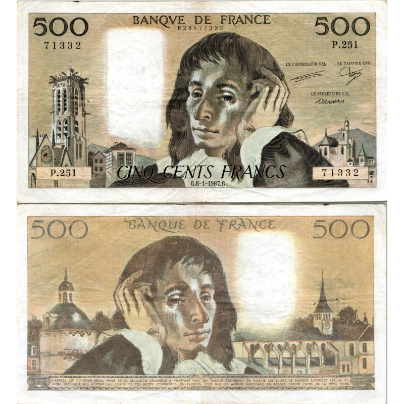 Fay.01.35 - 08/01/87 - Alph P.251 - 500 Francs Pascal