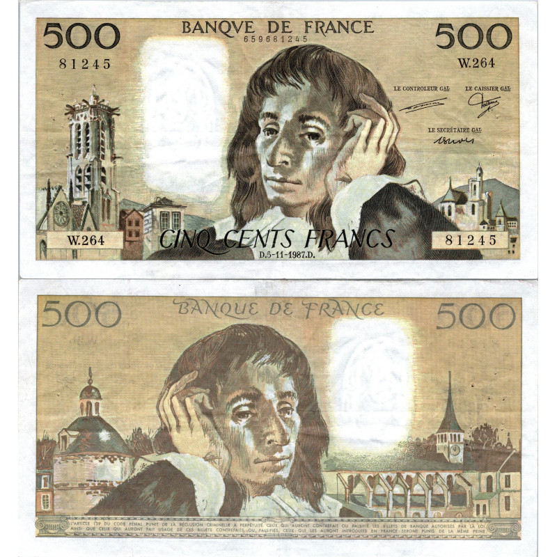 Fay.01.37 - 05/11/87 - Alph W.264 - 500 Francs Pascal