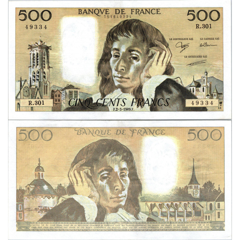 Fay.01.41 - 02/03/89 - Alph R.301 - 500 Francs Pascal