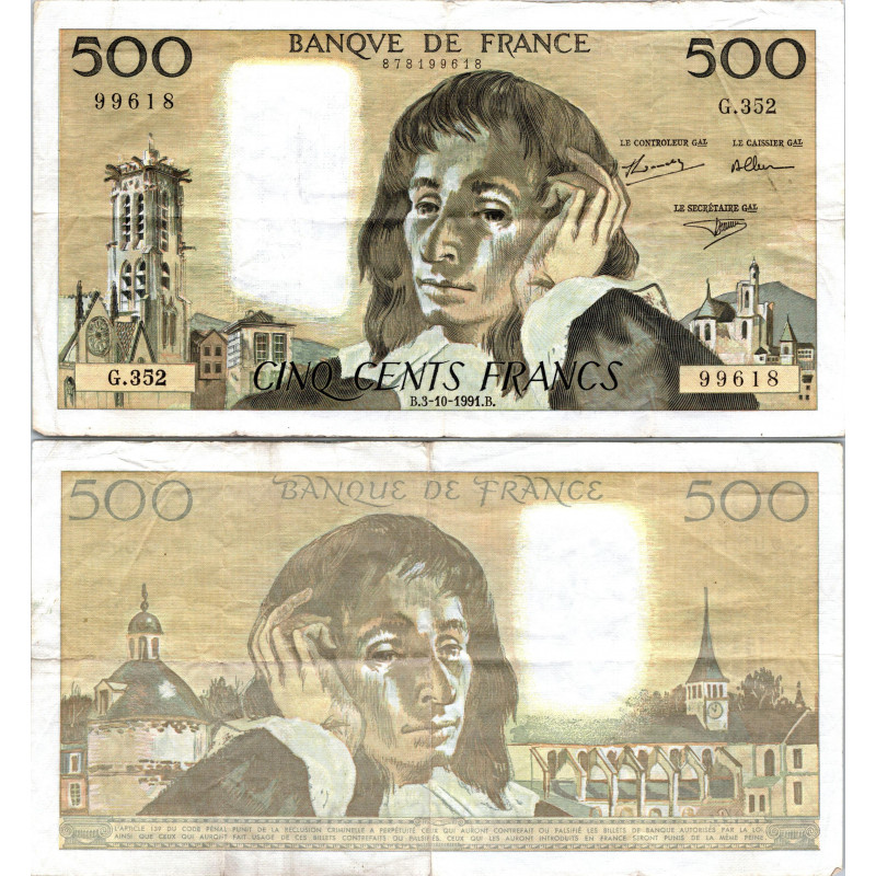 Fay.01.48 - 03/10/91 - Alph G.352 - 500 Francs Pascal