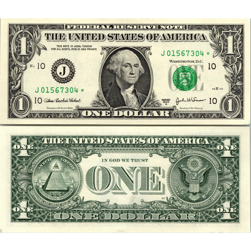 STAR NOTE 2003A $1 DOLLAR BILL - UNCIRCULATED