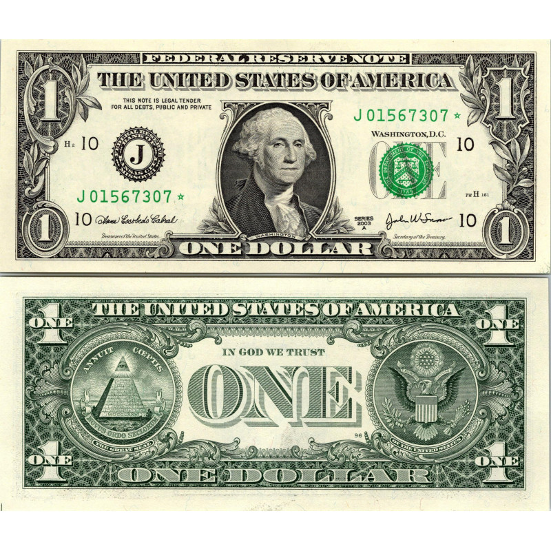 STAR NOTE 2003A $1 DOLLAR BILL - UNCIRCULATED