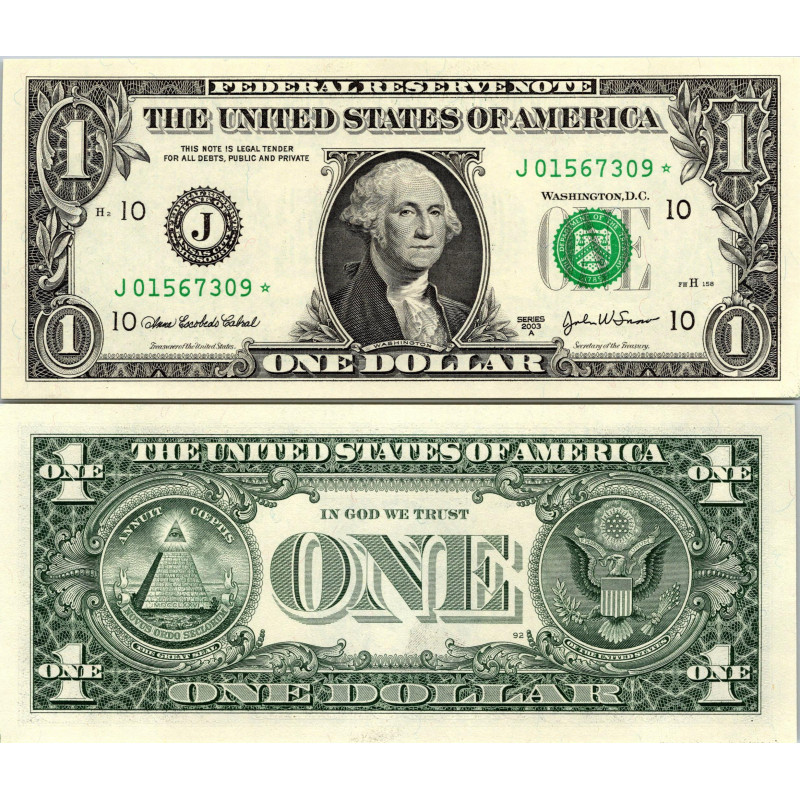 STAR NOTE 2003A $1 DOLLAR BILL - UNCIRCULATED