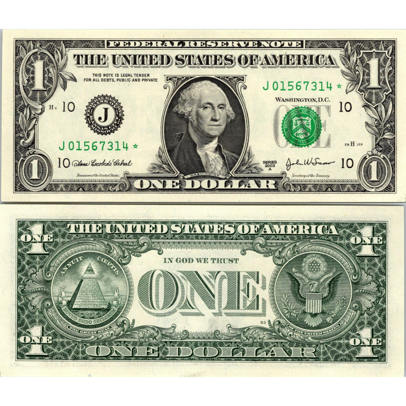 STAR NOTE 2003A $1 DOLLAR BILL - UNCIRCULATED