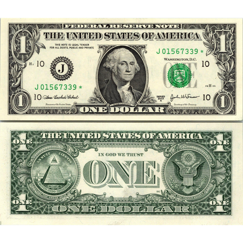 STAR NOTE 2003A $1 DOLLAR BILL - UNCIRCULATED