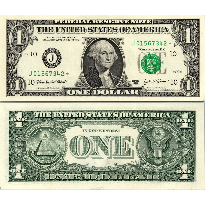 STAR NOTE 2003A $1 DOLLAR BILL - UNCIRCULATED