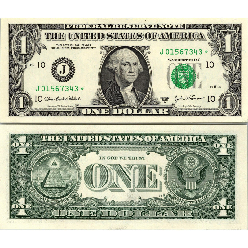 STAR NOTE 2003A $1 DOLLAR BILL - UNCIRCULATED