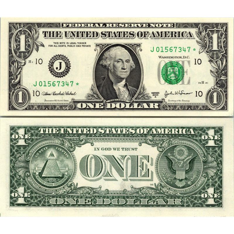STAR NOTE 2003A $1 DOLLAR BILL - UNCIRCULATED