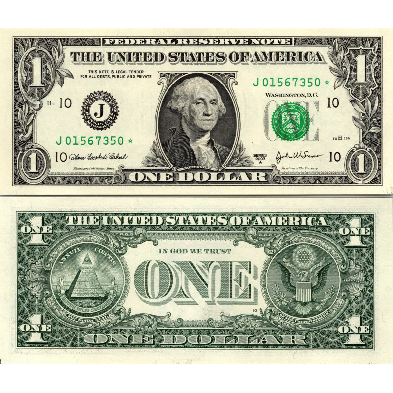 STAR NOTE 2003A $1 DOLLAR BILL - UNCIRCULATED