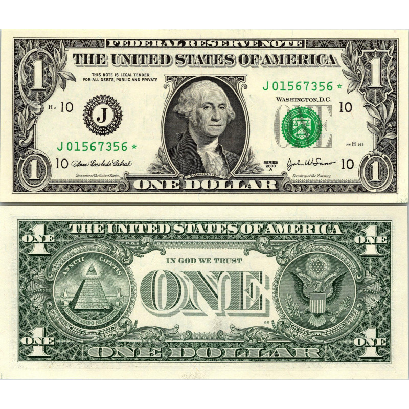 STAR NOTE 2003A $1 DOLLAR BILL - UNCIRCULATED