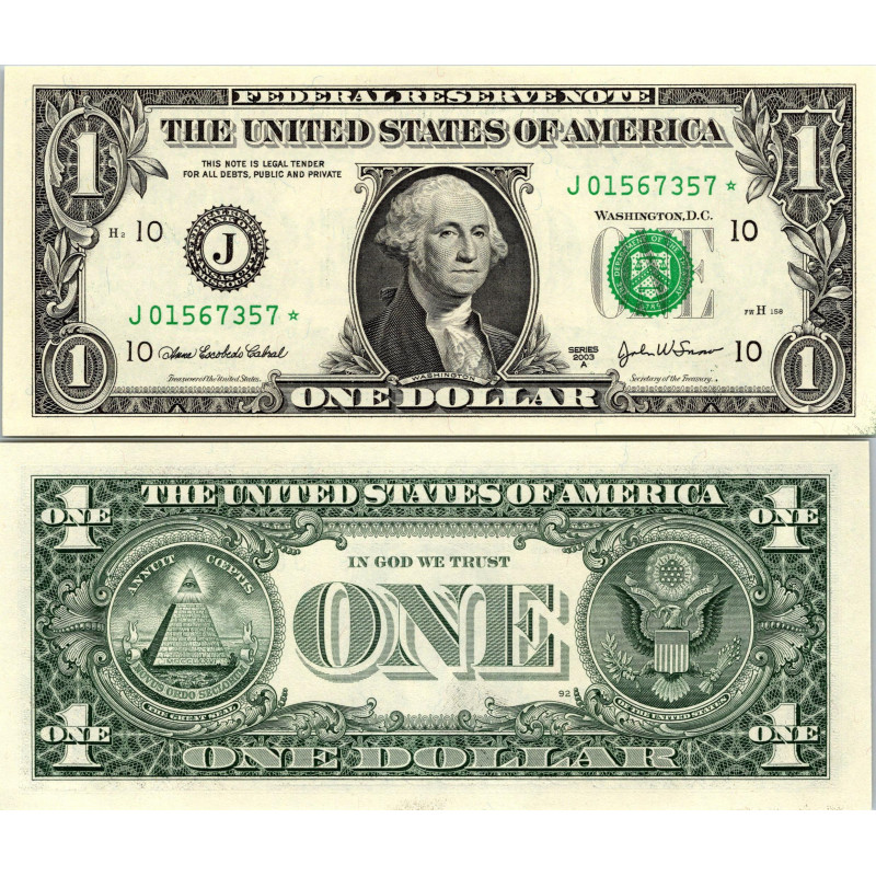 STAR NOTE 2003A $1 DOLLAR BILL - UNCIRCULATED