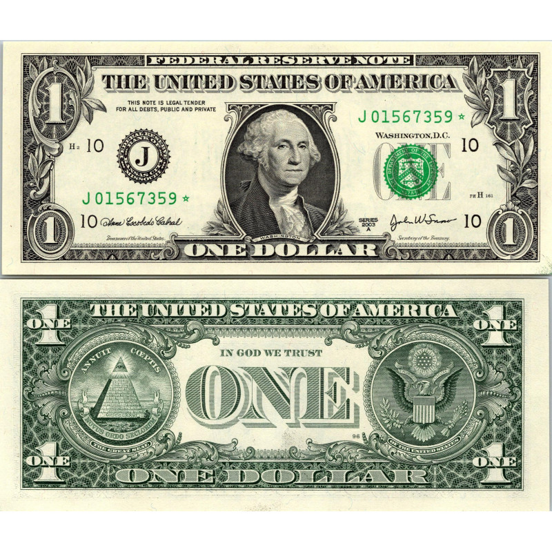 STAR NOTE 2003A $1 DOLLAR BILL - UNCIRCULATED