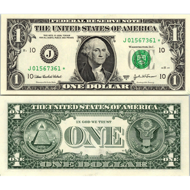 STAR NOTE 2003A $1 DOLLAR BILL - UNCIRCULATED