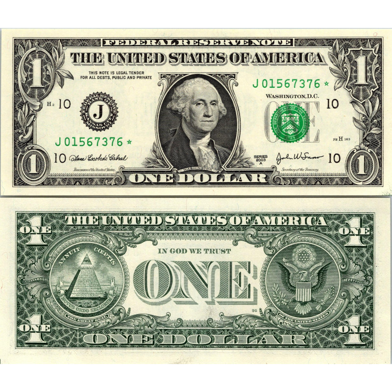 STAR NOTE 2003A $1 DOLLAR BILL - UNCIRCULATED