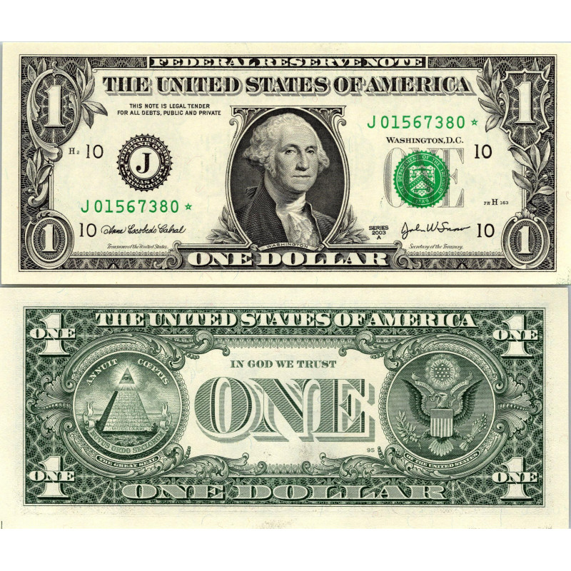 STAR NOTE 2003A $1 DOLLAR BILL - UNCIRCULATED