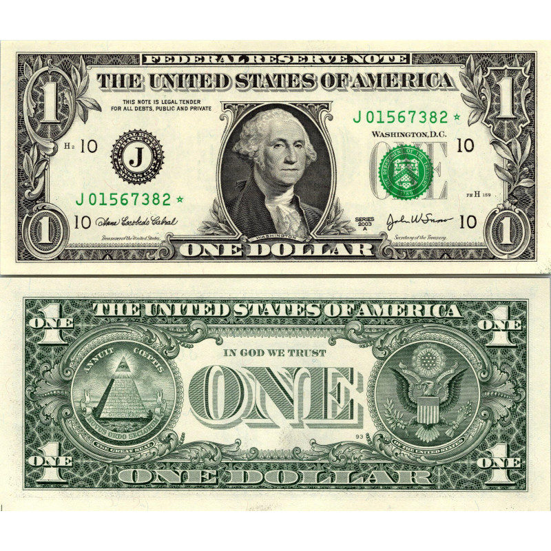 STAR NOTE 2003A $1 DOLLAR BILL - UNCIRCULATED