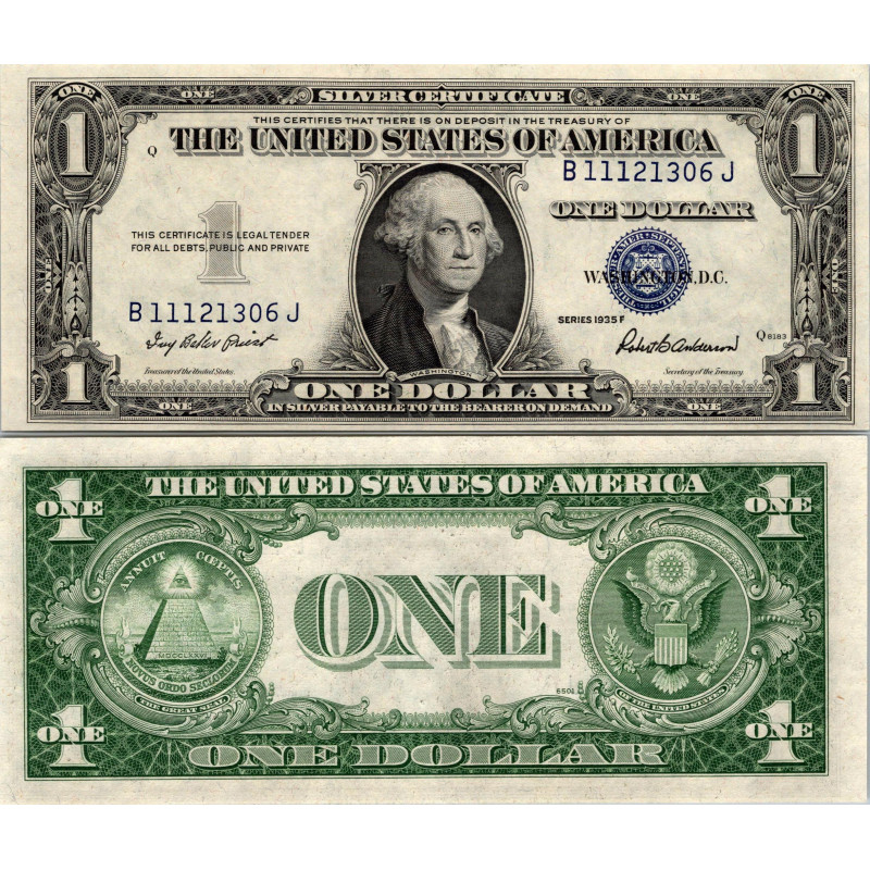 1935 F $ 1 DOLLAR SILVER CERTIFICATE UNCIRCULATED