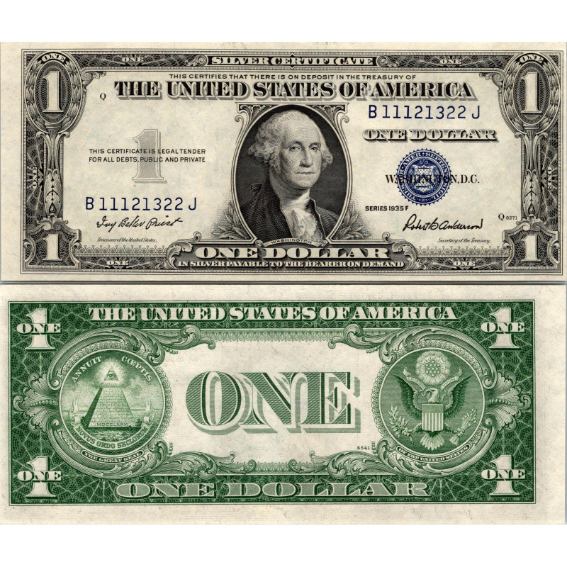 1935 F $ 1 DOLLAR SILVER CERTIFICATE UNCIRCULATED
