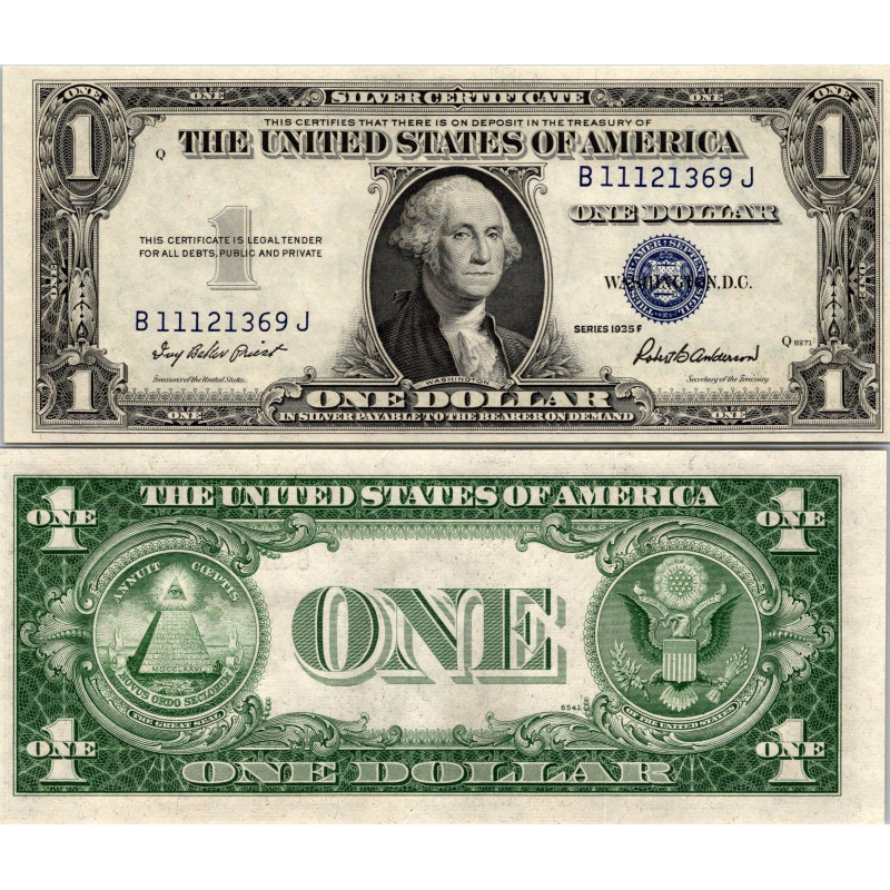 1935 F $ 1 DOLLAR SILVER CERTIFICATE UNCIRCULATED